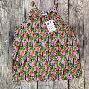 Bouffants & Broken Hearts Women’s M Linen Tank Top‎ Flamingo Print Tunic Pink